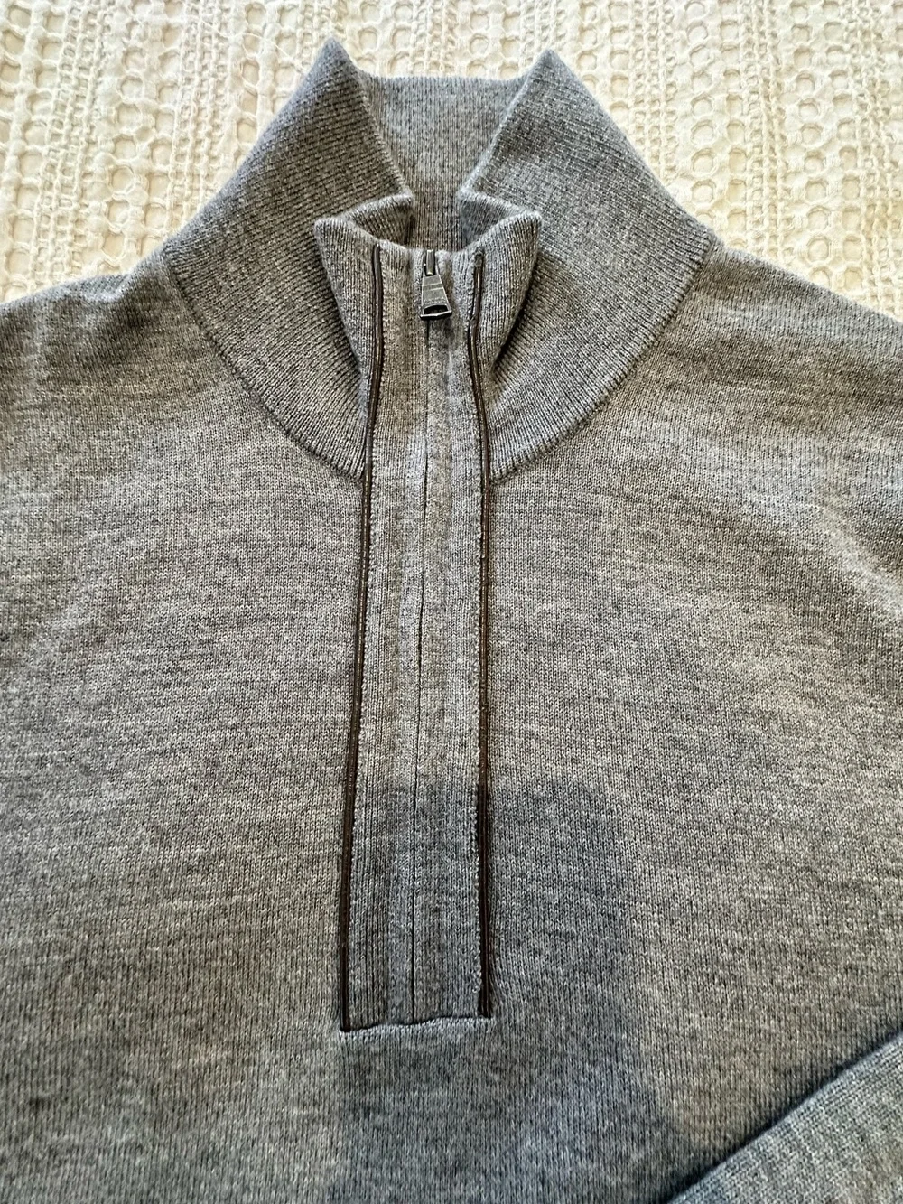 Men’s Banana Republic Quarter Zip Sweater Merino Wool Blend Gray Size M